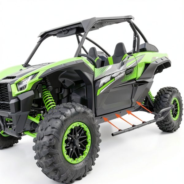 Kawasaki Teryx KRX 1000 Nerf Bar SLORIMOD Black Powder Coated Steel-5