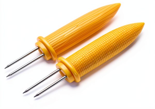 Corn Holders 10PCS Stainless Steel Skewers by GIRCSS Yellow BBQ Forks-4