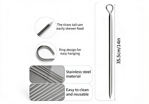 Stainless Steel Skewers ADULLPONY 12pcs Reusable BBQ Kabob Sticks-1