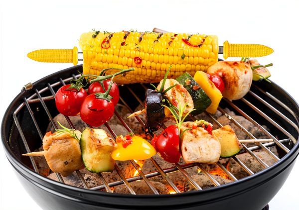 Corn Holders 10PCS Stainless Steel Skewers by GIRCSS Yellow BBQ Forks-3