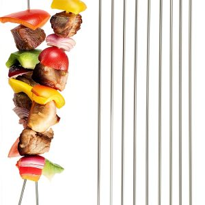 Stainless Steel Skewers ADULLPONY 12pcs Reusable BBQ Kabob Sticks-0