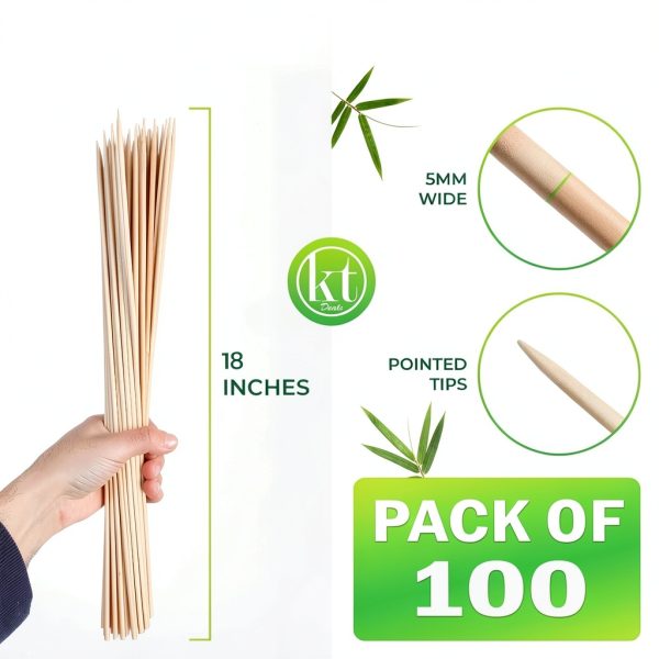 Bamboo Skewers 100pcs 18 Inch 4mm Thick by KT Deals Barbecue Skewers-1