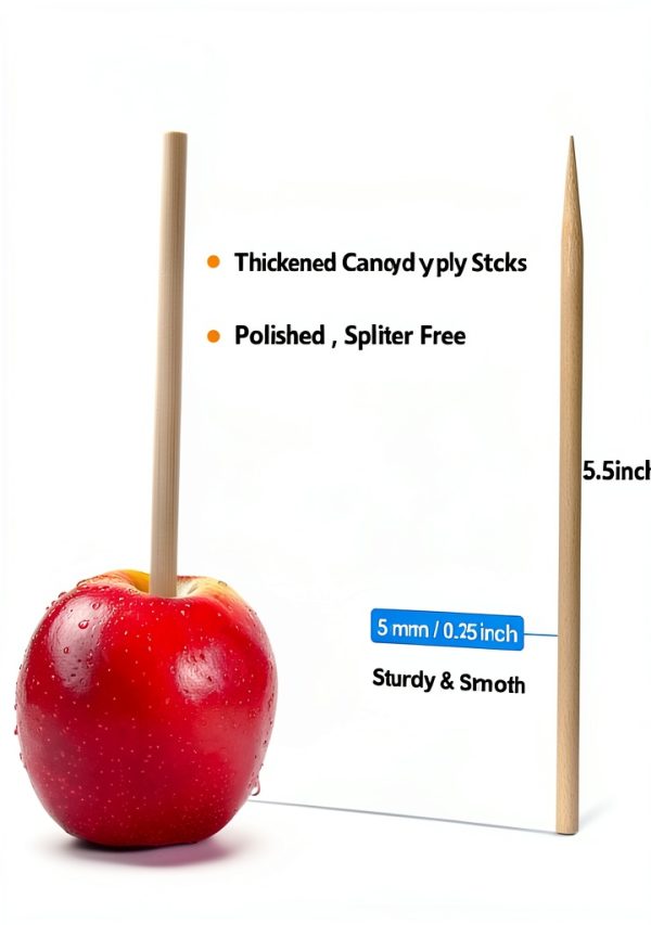 Thick Candy Apple Sticks YESTOO 150pcs Bamboo Skewers 5.5in 5mm-2
