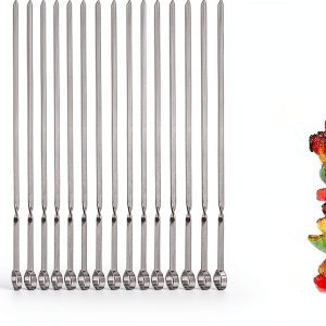 Metal Skewer for Grilling,Kabob Skewer,Flat BBQ Barbecue Skewer,Grilling Skewers Set,Reusable BBQ (14" skewer(16 pack))-0