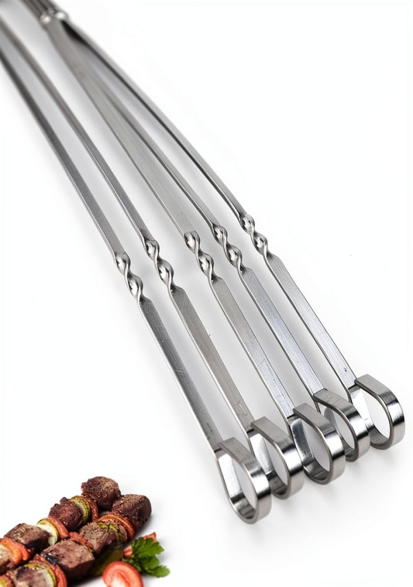 Metal Skewer for Grilling,Kabob Skewer,Flat BBQ Barbecue Skewer,Grilling Skewers Set,Reusable BBQ (14" skewer(16 pack))-4