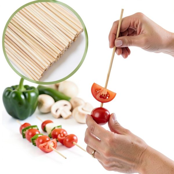Bamboo Skewers 200PCS 12 Inch by Aerisque Natural BBQ Party Skewers-2