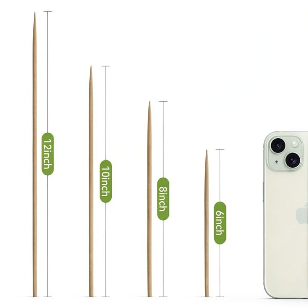 Bamboo Skewers 200PCS 12 Inch by Aerisque Natural BBQ Party Skewers-4