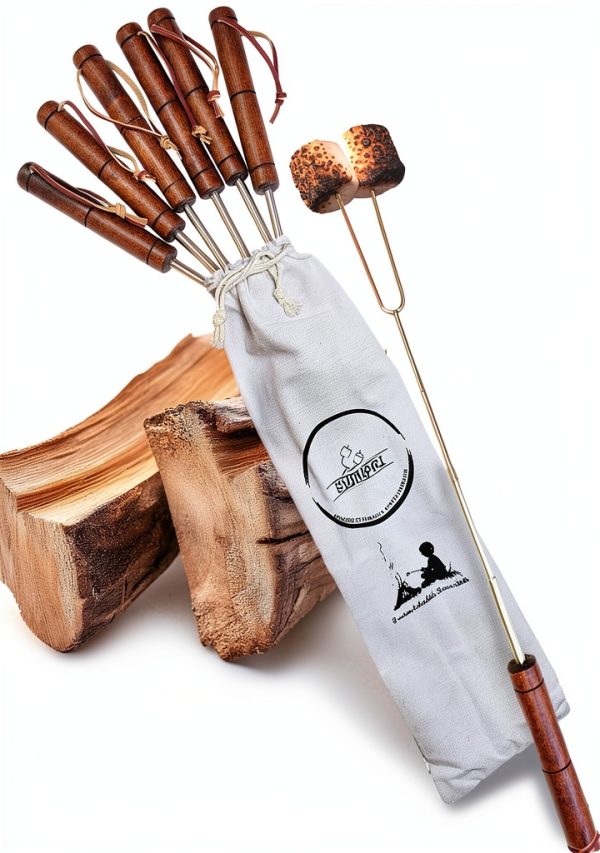 Smores Sticks For Fire Pit [Set Of 7] - Marshmallow Roasting Sticks For Campfire, Classic Smore Sticks - Hot Dog Sticks For Campfire - SUMPRI Campfire Sticks-0