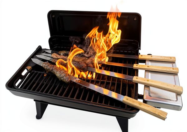 BBQ Skewers G F Products 23" x5/8" Stainless Skewers with Wood Handles-2