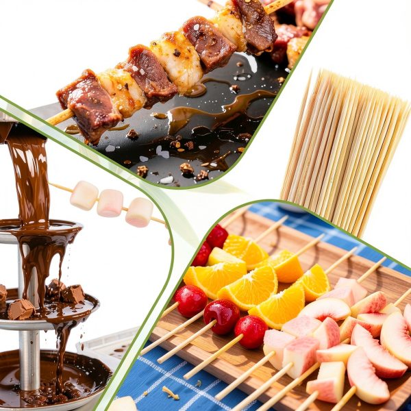 Bamboo Skewers 200PCS 12 Inch by Aerisque Natural BBQ Party Skewers-3